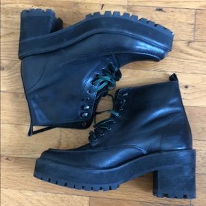 Leather platform boots